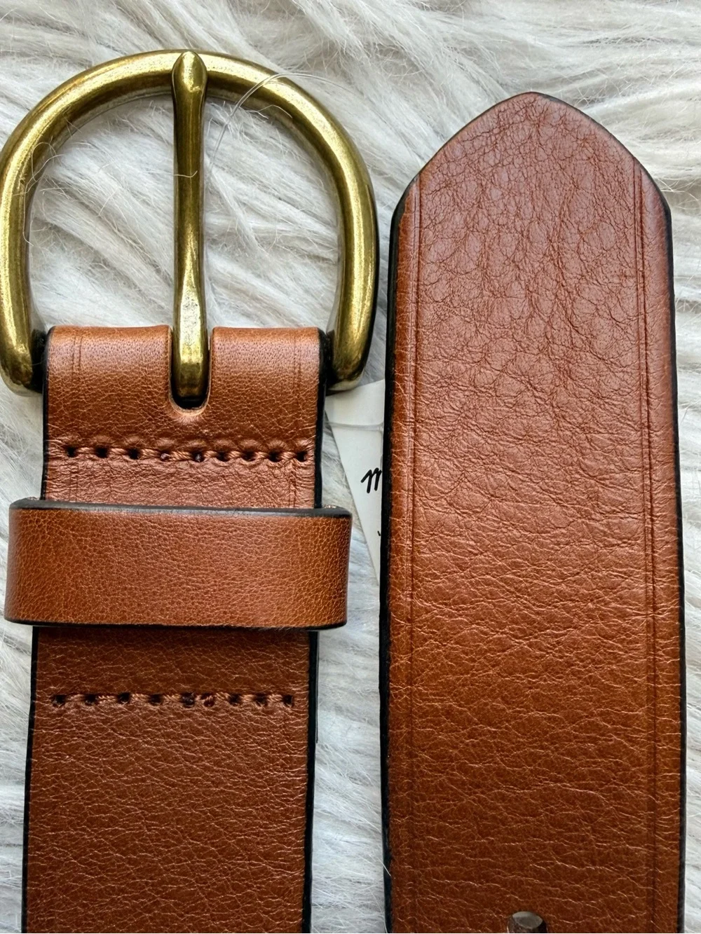 New Madewell Genuine Leather Belt Brass Horseshoe Buckle Women’s Small S NWT